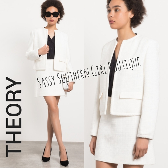 🆕⭐Tweed THEORY white tweed blazer - Picture 5 of 13